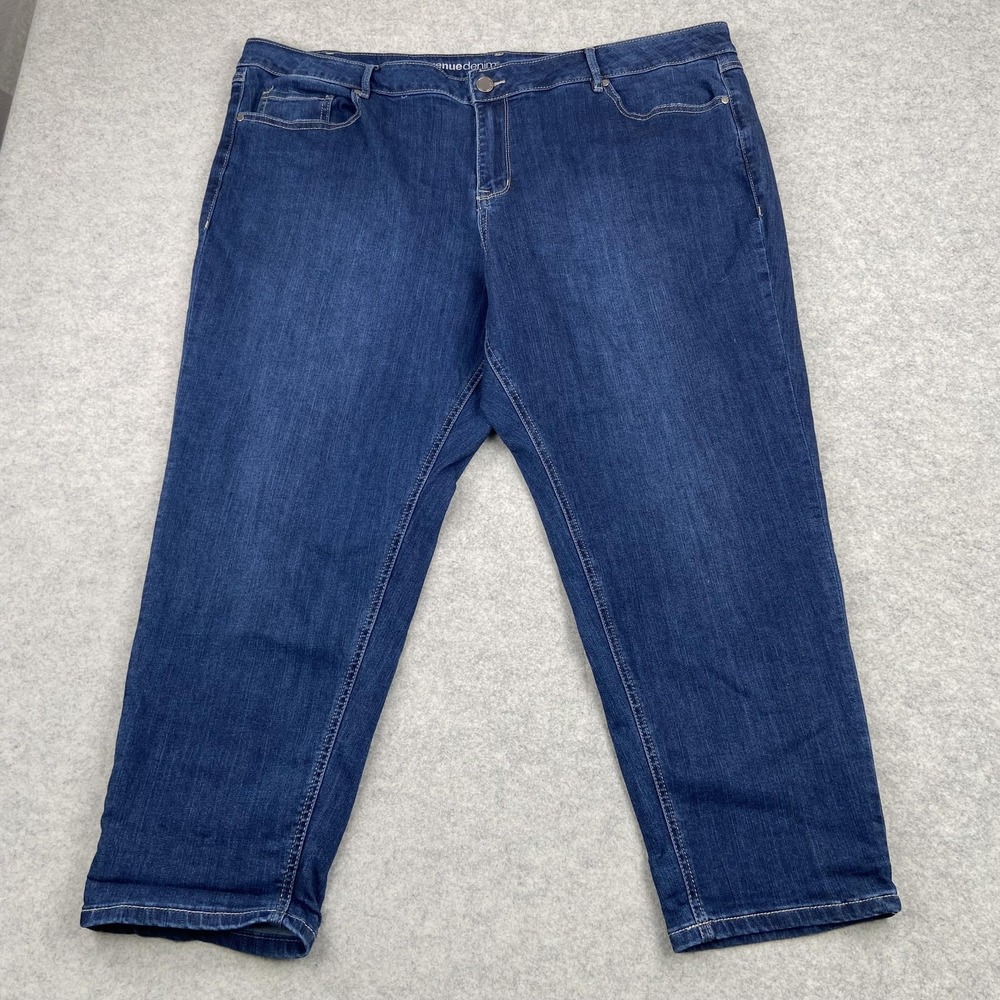Avenue Denim Girlfriend Jeans Womens 24P (45x26) Blue High Rise Crop Stretch